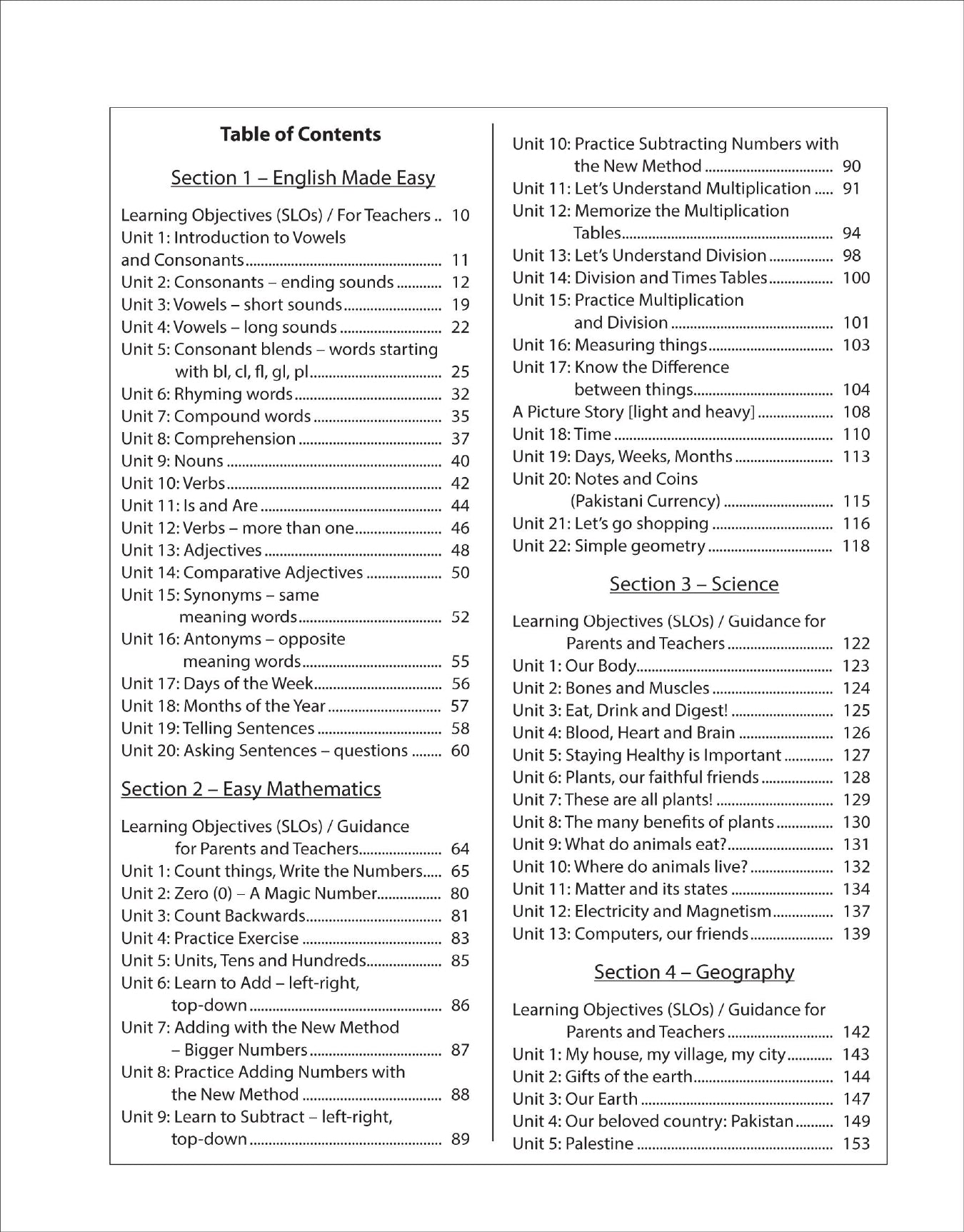 Grade 1 – English Medium